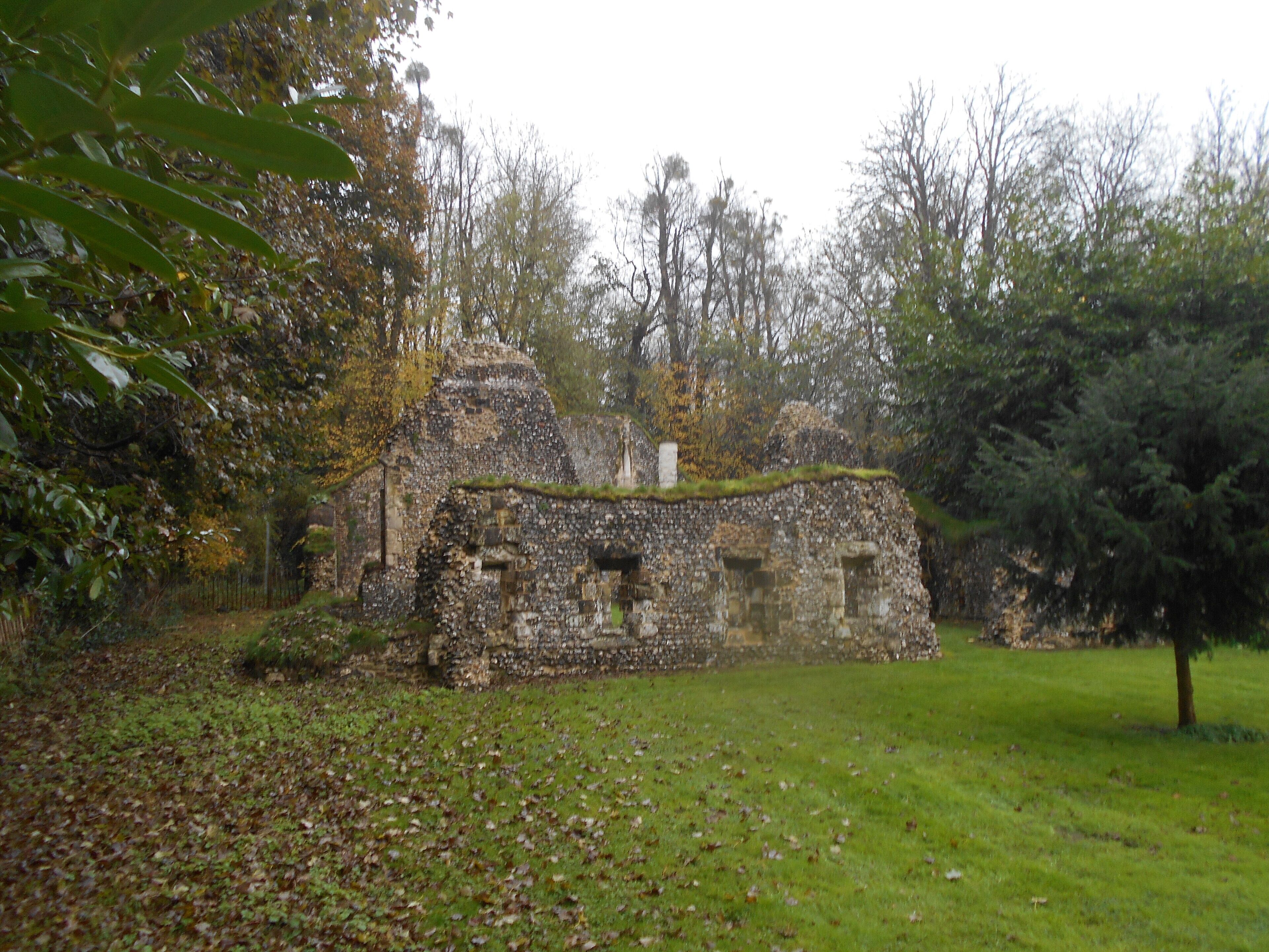 Ruined Norman hall St John's House, Warnford, Hampshire.