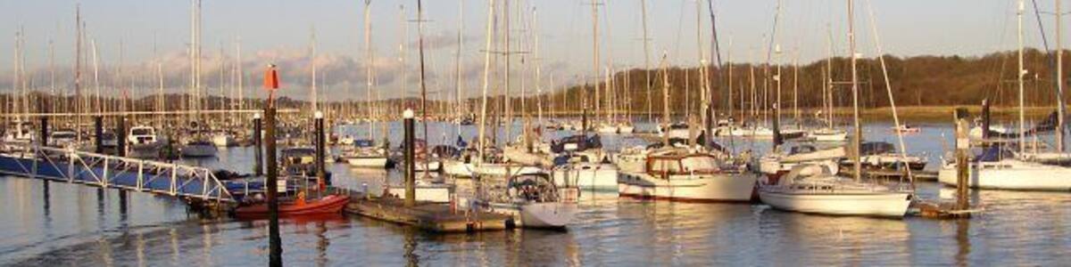 Yachts moored at Hamble-le-Rice Looking across the River Hamble from the public jetty at Hamble-le-Rice.