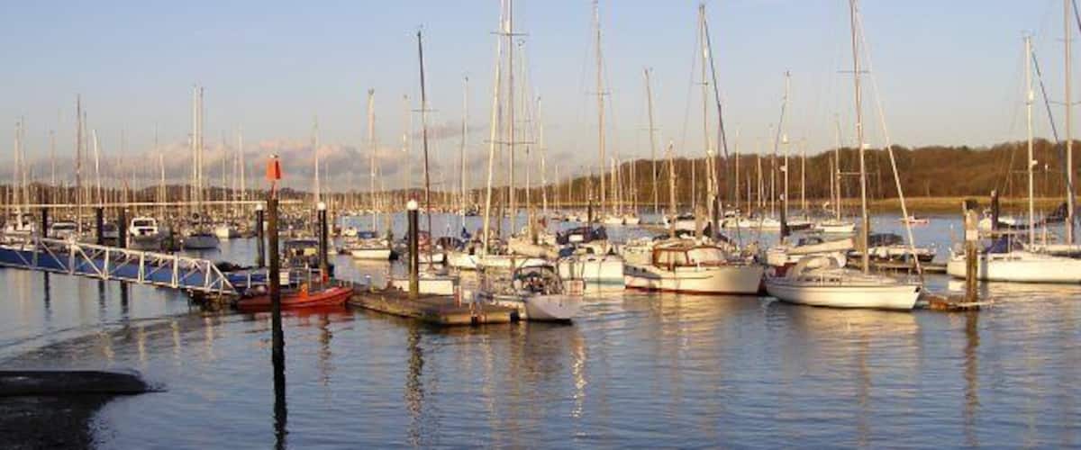 Yachts moored at Hamble-le-Rice Looking across the River Hamble from the public jetty at Hamble-le-Rice.