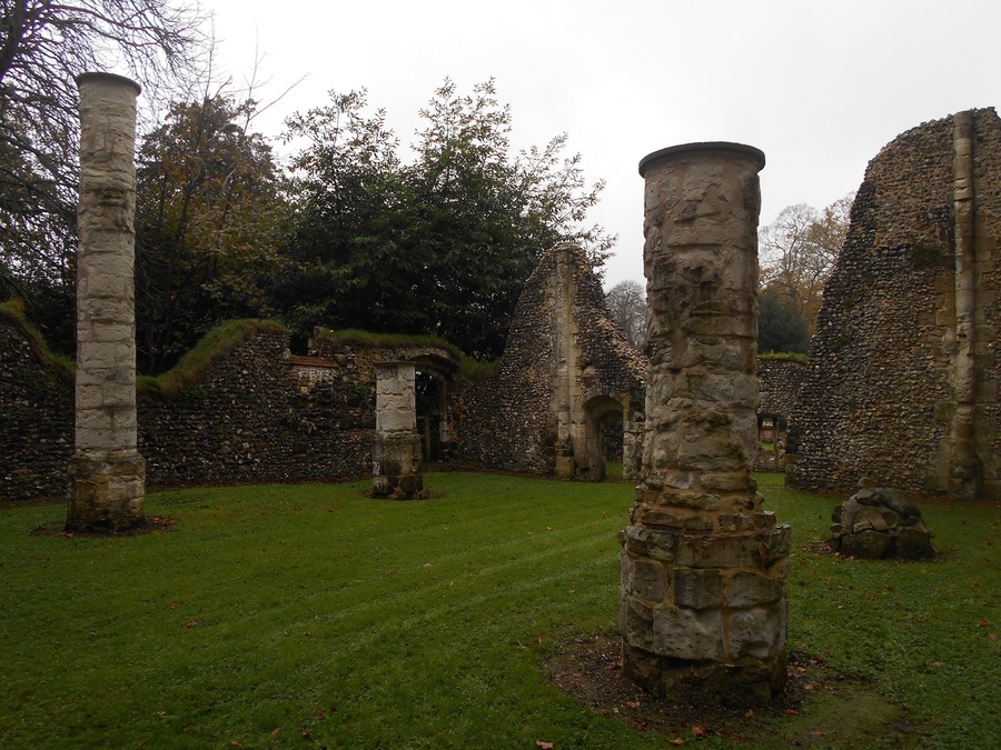 Ruined Norman hall St John's House, Warnford, Hampshire.
