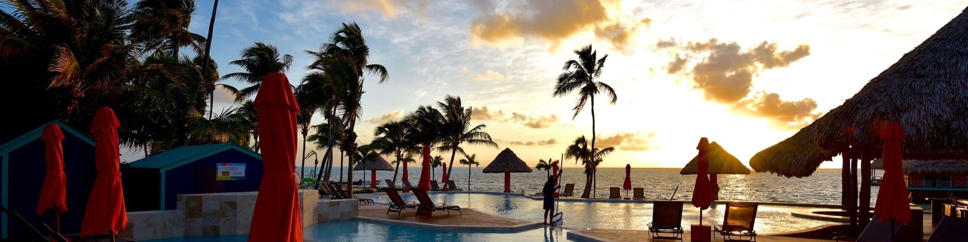 Sunrise at Costa Blu resort in Belize.
