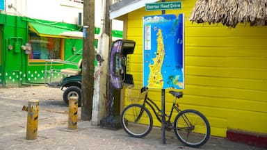 Un edificio amarillo con un mapa y un cartel que dice 'Barrier Reef Drive'.