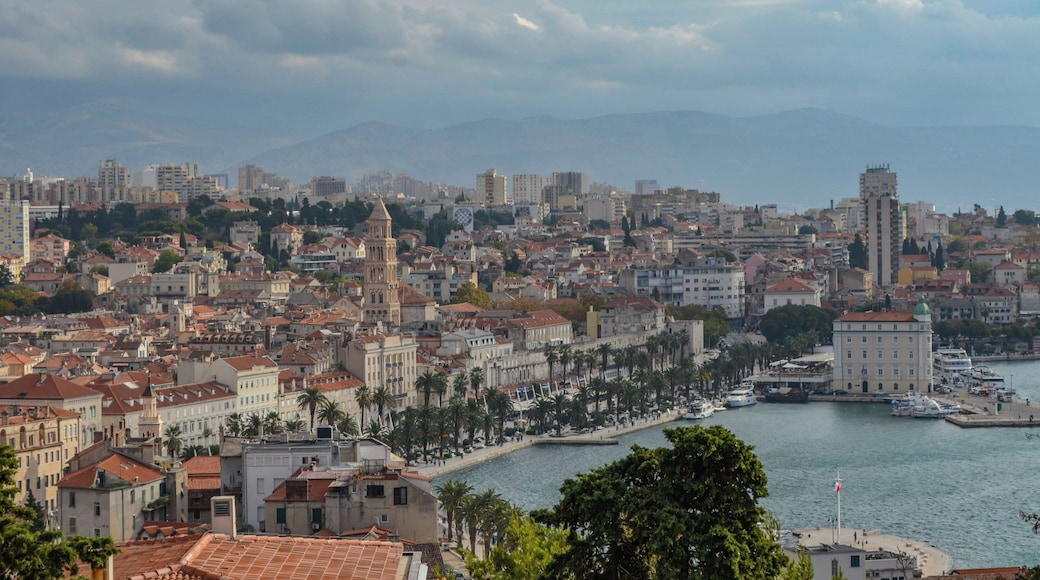 10 minute climb up steps to this viewpoint for views across Split town and waterfront.