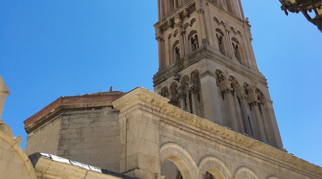 The Cathedral Saint Domnius (Sveti Duje) at Split is regarded as the oldest Catholic cathedral in the world. It was built in the year 305 as the Mausoleum of the Roman emperor Diocletian. The bell tower is from the 12th century.