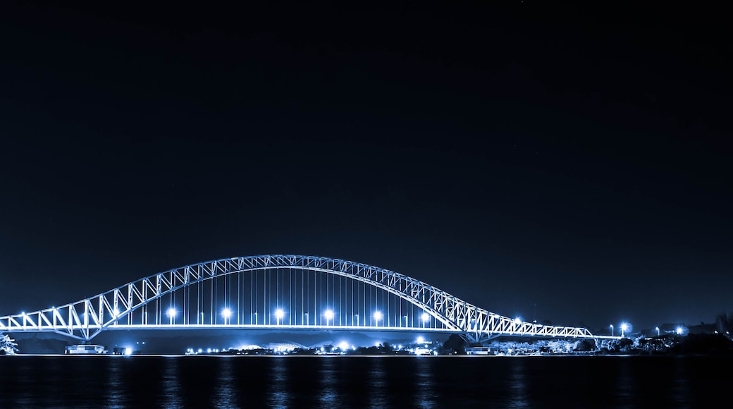 Kutai Kartanegara Bridge crossing Mahakan River in Tenggarong, East kalimantan, Indonesia. at night
