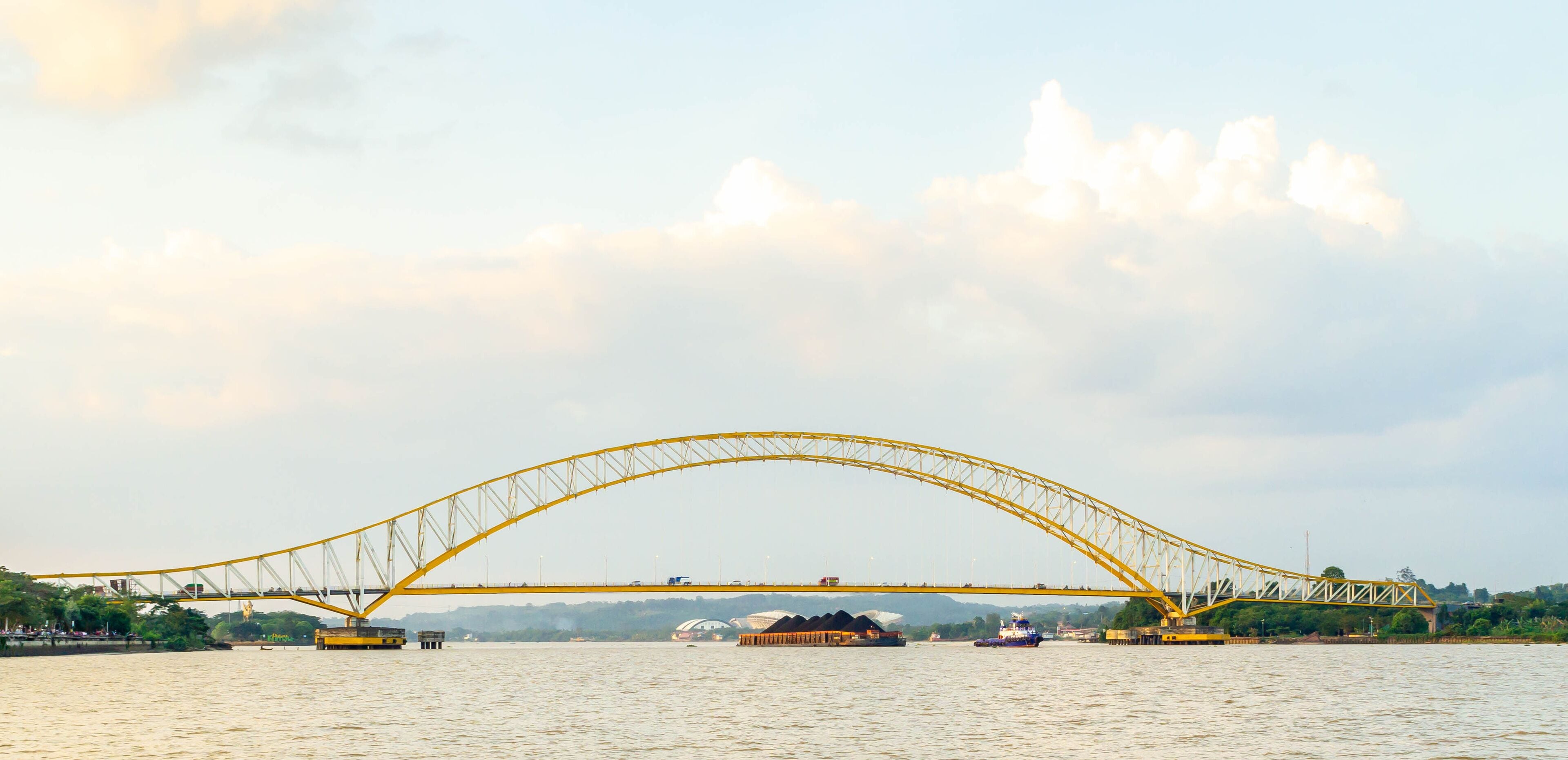 Kutai Kartanegara Bridge crossing Mahakan River in Tenggarong, East kalimantan, Indonesia. 