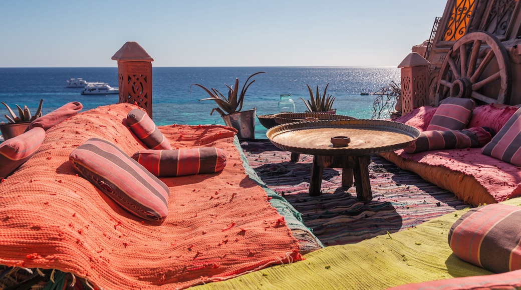 lounge and relax area on the Red Sea coast on sunny day, Sharm El Sheikh, Egypt ; Shutterstock ID 286208054