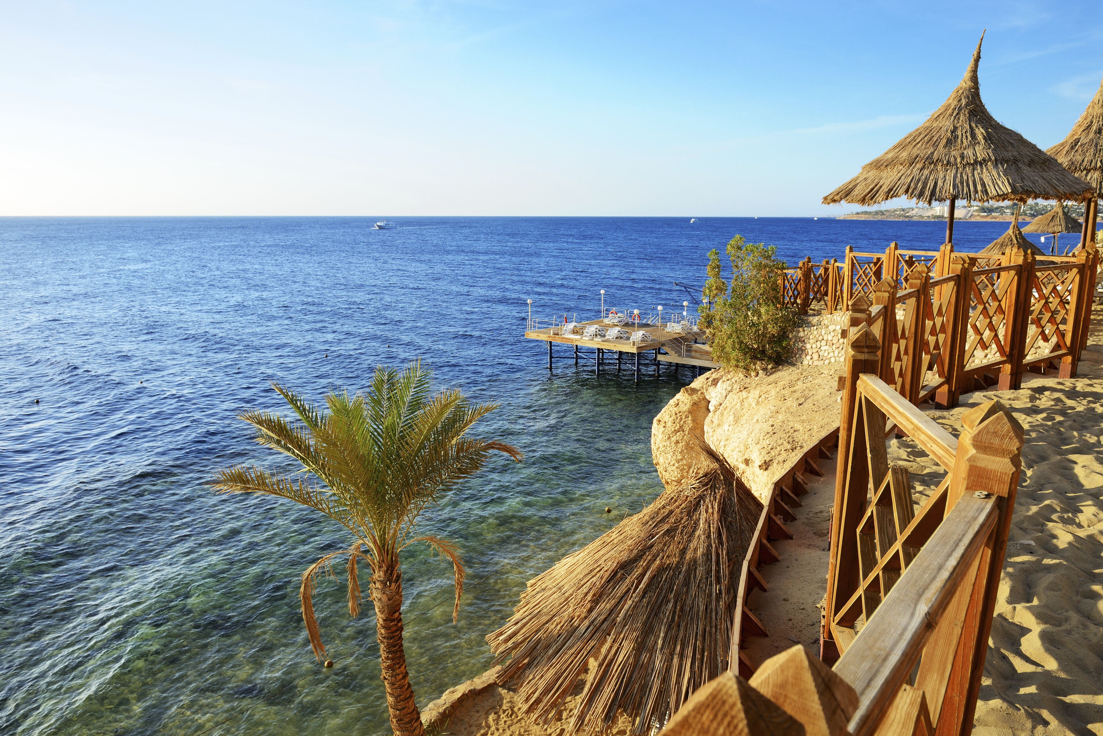 Beach at the luxury hotel, Sharm el Sheikh, Egypt