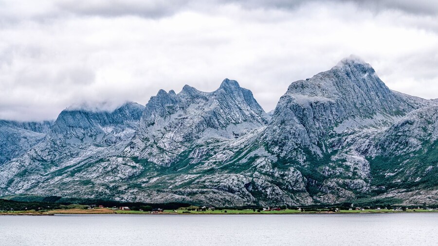 Sea view of the Seven Sisters Mountain, Alsta Island, Sandnessjoen, Norway
