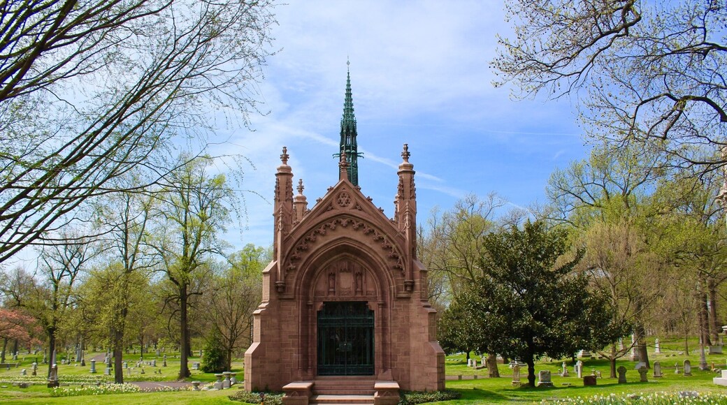 Bellefontaine Cemetery is a nonprofit, non-denominational cemetery and arboretum located in St. Louis, Missouri. Founded in 1849 as a rural cemetery, Bellefontaine is home to a number of architecturally significant monuments and mausoleums such as the Louis Sullivan-designed Wainwright Tomb, which is listed on the National Register of Historic Places. The cemetery contains 314 acres of land and over 87,000 graves, including those of William Clark, Adolphus Busch, Thomas Hart Benton, and William S. Burroughs. Many Union and Confederate soldiers from the American Civil War are buried at Bellefontaine, as well as numerous local and state politicians.
As of 2012 over 87,000 people have been buried at Bellefontaine Cemetery, and approximately 100 new burials take place each year. Bellefontaine remains a non-profit, non-denominational cemetery, and still holds over 100 acres of open, unused land. Some of this extra land has recently been converted into prairie and woodland. Bellefontaine contains over 14 miles of paved roads and, as an accredited arboretum, is home to over 180 species of trees and shrubs. A new lakeside garden and columbarium were completed in 2010, and other major landscaping projects are planned or in progress.
The cemetery contains the graves of many prominent pioneers to the West, as well as businessmen, politicians, and generals who remain significant figures in the history of St. Louis and the United States. The oldest graves in the cemetery are located on pioneer Edward Hempsteadâs family lot and date as far back as 1816. Many of the wealthiest families at Bellefontaine are interred in ornate mausoleums which overlook the Mississippi River and draw from Classical, Romanesque, Gothic, and Egyptian architectural styles. Among the most notable mausoleums in the cemetery are: the Wainwright Tomb, designed for Charlotte Dickson Wainwright by the famed Chicago school architect Louis Sullivan in 1892; the Busch Mausoleum, designed for Adolphus Busch and Lilly Anheuser by Barnett, Haynes & Barnett in 1915; and the Brown Brothers Mausoleums, designed in 1910 by Isaac Taylor and in 1928 by Mauran, Russell and Crowell. There are also a number of large family plots in the cemetery, many of which are marked by tall obelisk monuments with elaborate bases. Guided tours of the cemeteryâs main historical and architectural highlights are available and are open to the public. Alternatively, visitors can obtain self-guided tour brochures at the cemetery office.
The cemetery was listed on the National Register of Historic Places in 2014.
#LIFEATEXPEDIA