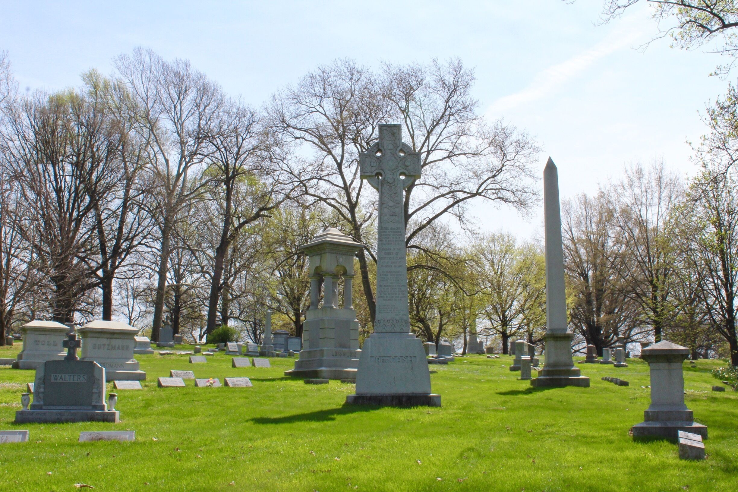 Bellefontaine Cemetery is a nonprofit, non-denominational cemetery and arboretum located in St. Louis, Missouri. Founded in 1849 as a rural cemetery, Bellefontaine is home to a number of architecturally significant monuments and mausoleums such as the Louis Sullivan-designed Wainwright Tomb, which is listed on the National Register of Historic Places. The cemetery contains 314 acres of land and over 87,000 graves, including those of William Clark, Adolphus Busch, Thomas Hart Benton, and William S. Burroughs. Many Union and Confederatesoldiers from the American Civil War are buried at Bellefontaine, as well as numerous local and state politicians.

As of 2012 over 87,000 people have been buried at Bellefontaine Cemetery, and approximately 100 new burials take place each year. Bellefontaine remains a non-profit, non-denominational cemetery, and still holds over 100 acres of open, unused land. Some of this extra land has recently been converted into prairie and woodland. Bellefontaine contains over 14 miles of paved roads and, as an accredited arboretum, is home to over 180 species of trees and shrubs. A new lakeside garden and columbarium were completed in 2010, and other major landscaping projects are planned or in progress.

The cemetery contains the graves of many prominent pioneers to the West, as well as businessmen, politicians, and generals who remain significant figures in the history of St. Louis and the United States. The oldest graves in the cemetery are located on pioneer Edward Hempstead’s family lot and date as far back as 1816. Many of the wealthiest families at Bellefontaine are interred in ornate mausoleums which overlook the Mississippi River and draw from Classical, Romanesque, Gothic, and Egyptian architectural styles. Among the most notable mausoleums in the cemetery are: the Wainwright Tomb, designed for Charlotte Dickson Wainwright by the famed Chicago school architect Louis Sullivan in 1892; the Busch Mausoleum, designed for Adolphus Busch and Lilly Anheuser by Barnett, Haynes & Barnett in 1915; and the Brown Brothers Mausoleums, designed in 1910 by Isaac Taylor and in 1928 by Mauran, Russell and Crowell. There are also a number of large family plots in the cemetery, many of which are marked by tall obelisk monuments with elaborate bases. Guided tours of the cemetery’s main historical and architectural highlights are available and are open to the public. Alternatively, visitors can obtain self-guided tour brochures at the cemetery office.

The cemetery was listed on the National Register of Historic Places in 2014.

#LIFEATEXPEDIA