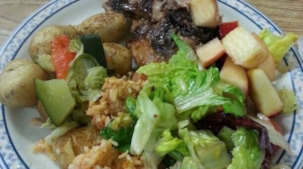 Praise and worship service (provided by various local churches) followed by (gourmet) meal delivered to you at your table.