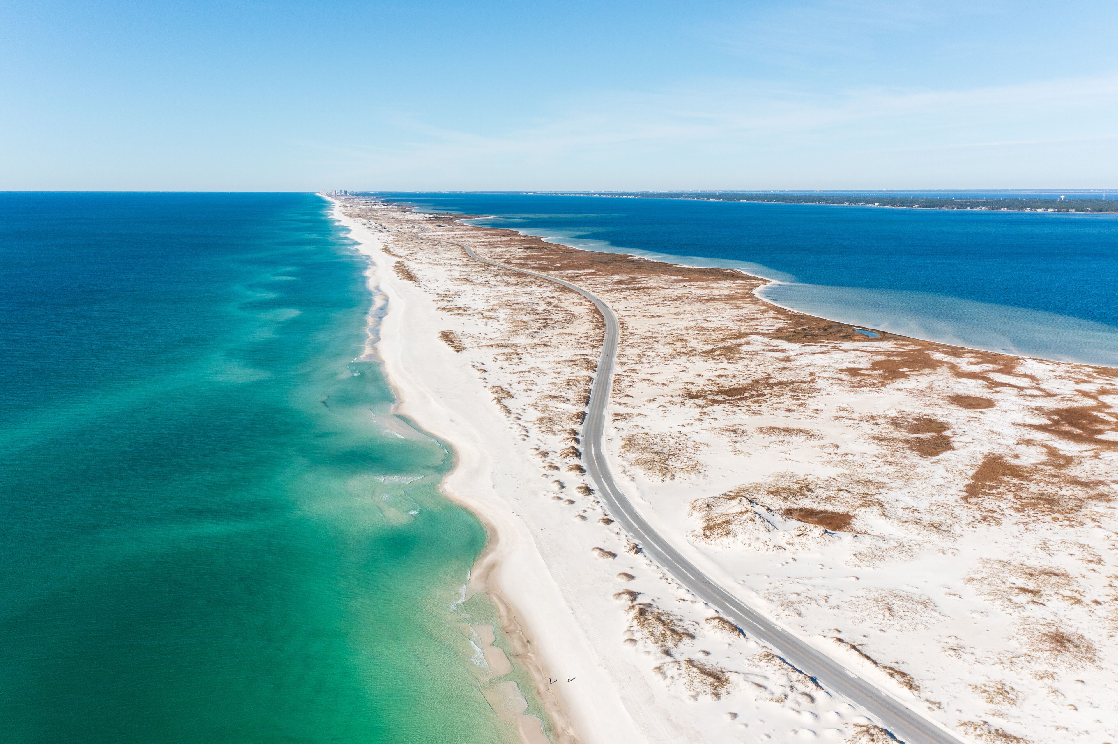 Pensacola Beach is a Florida resort community on the Gulf Coast barrier island of Santa Rosa. 