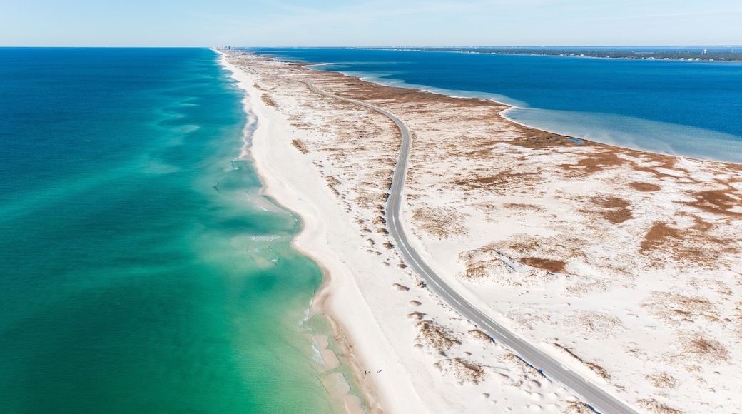 Pensacola Beach is a Florida resort community on the Gulf Coast barrier island of Santa Rosa.