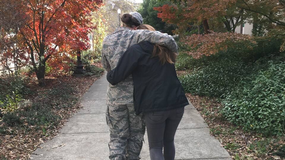 Our USAF granddaughter visiting home and her sister 🇺🇸