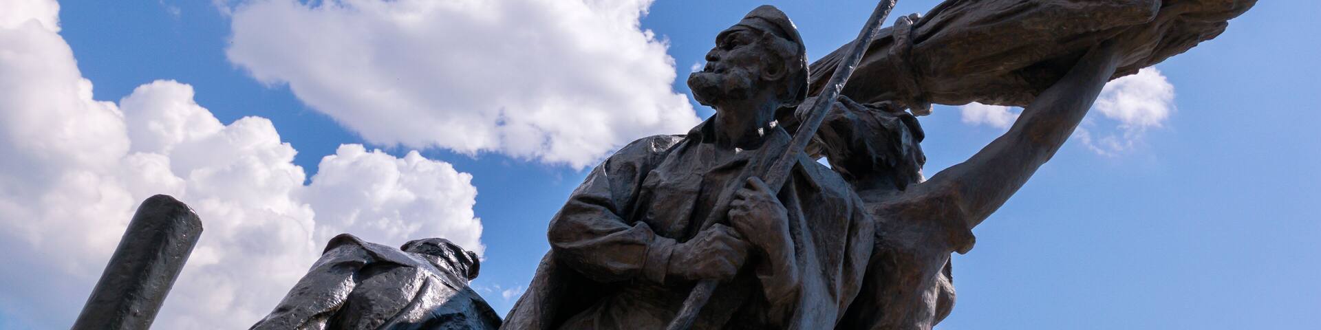 Fragment of soviet sculpture group in Stavropol, Russia
