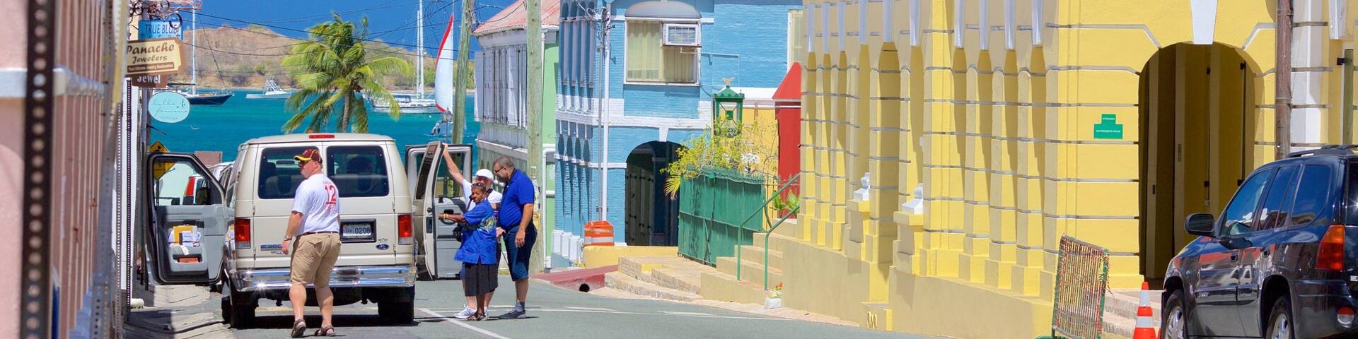 Christiansted which includes a small town or village and general coastal views