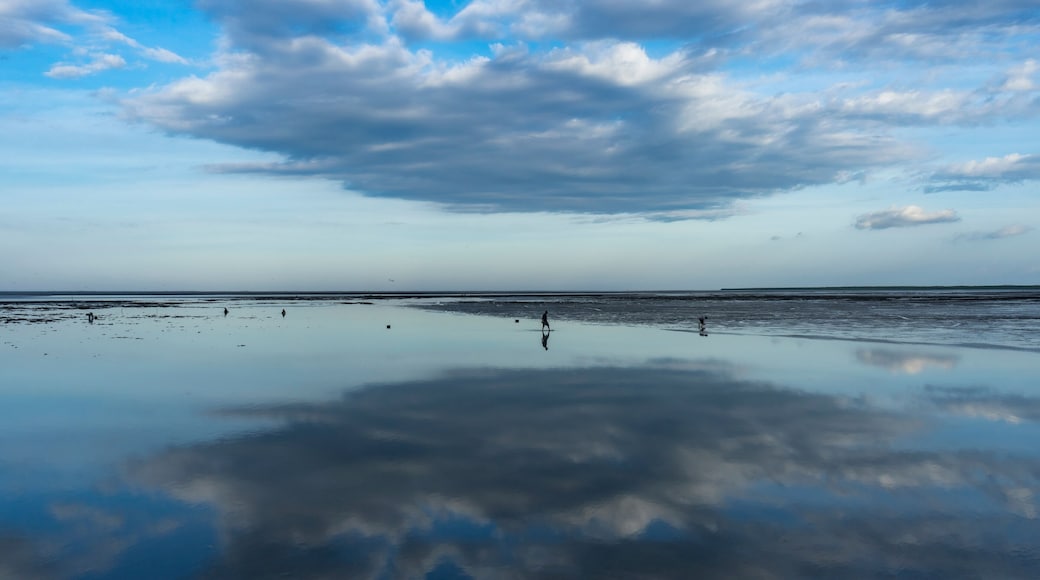 Beautiful sky view at Kenjeran beach, Surabaya, East Java, Indonesia, Southeast Asia