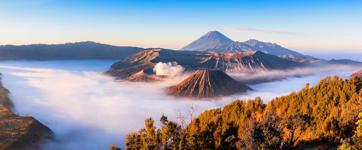 Panoramic of Mt.Bromo in Tengger Semeru National Park, East Java, Indonesia