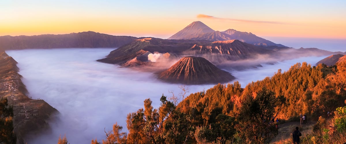 Panoramic of Mt.Bromo in Tengger Semeru National Park, East Java, Indonesia
