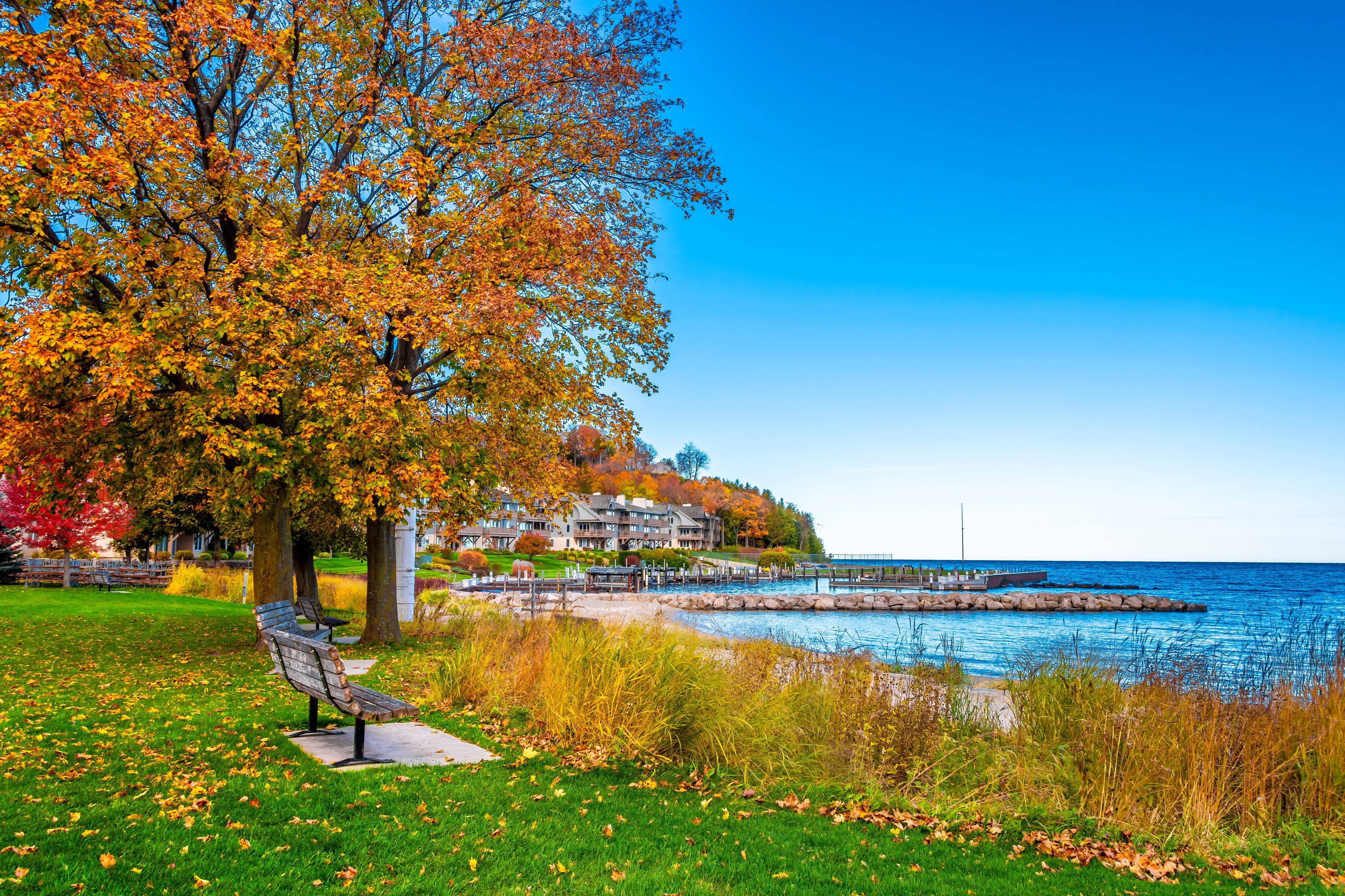 Sister Bay Town street view in Door County of Wisconsin