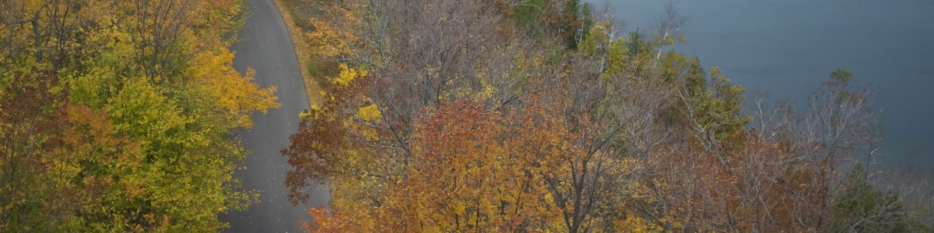 View of Green Bay and Sturgeon Bay in Wisconsin's Door County from atop observation tower in Potawatomi State Park