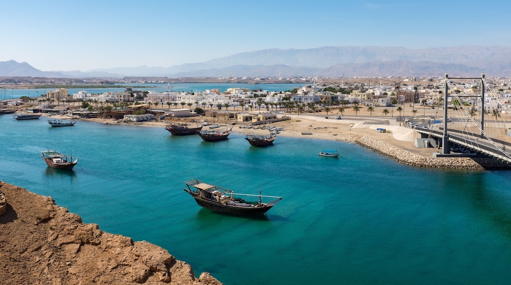 Traditional wooden dhow boats in Sur, Oman
