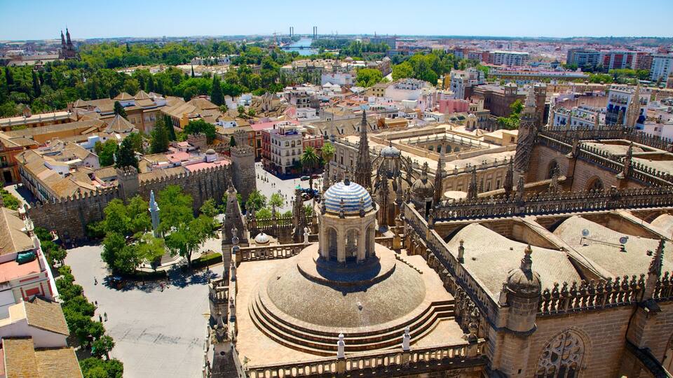 A historic cityscape with prominent architecture, including a large dome and intricate buildings.