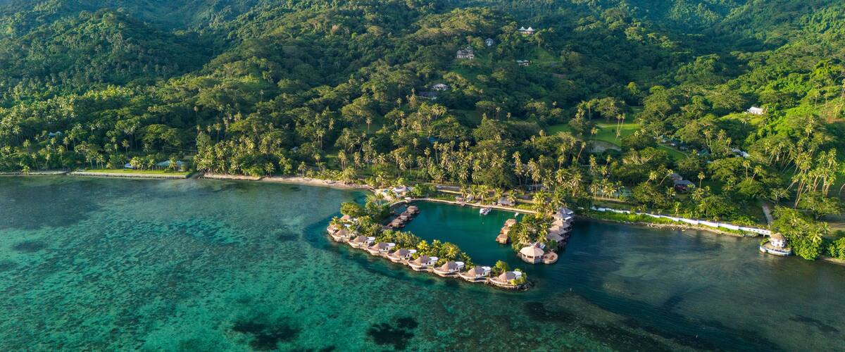 Overwater bungalow villas in Savusavu, Fiji
