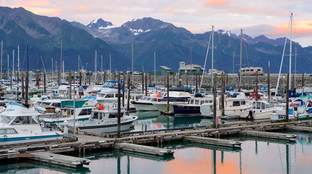 Seward showing sailing, a marina and general coastal views