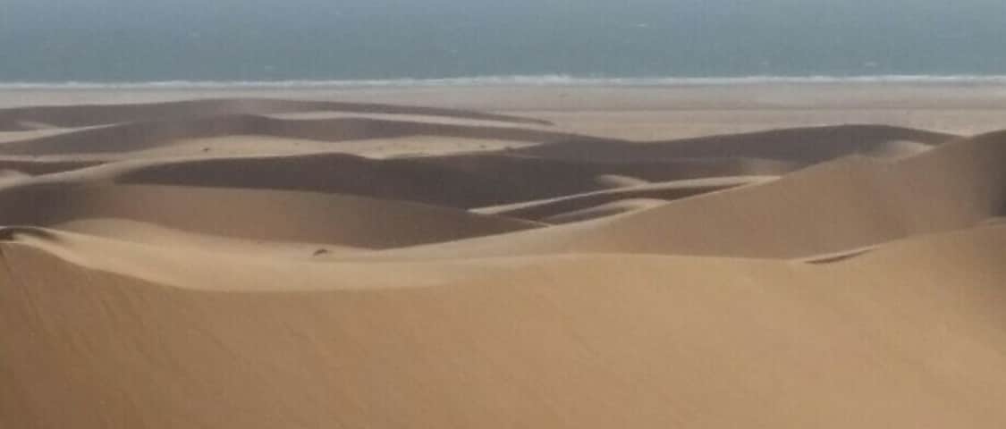 Sand dunes to the ocean. If in Swakopmund, you have to go out on the quad bikes!