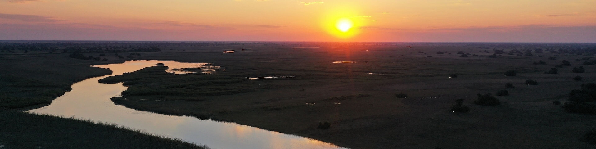 Okavango river at Sunset, Shakawe, Botswana, Africa