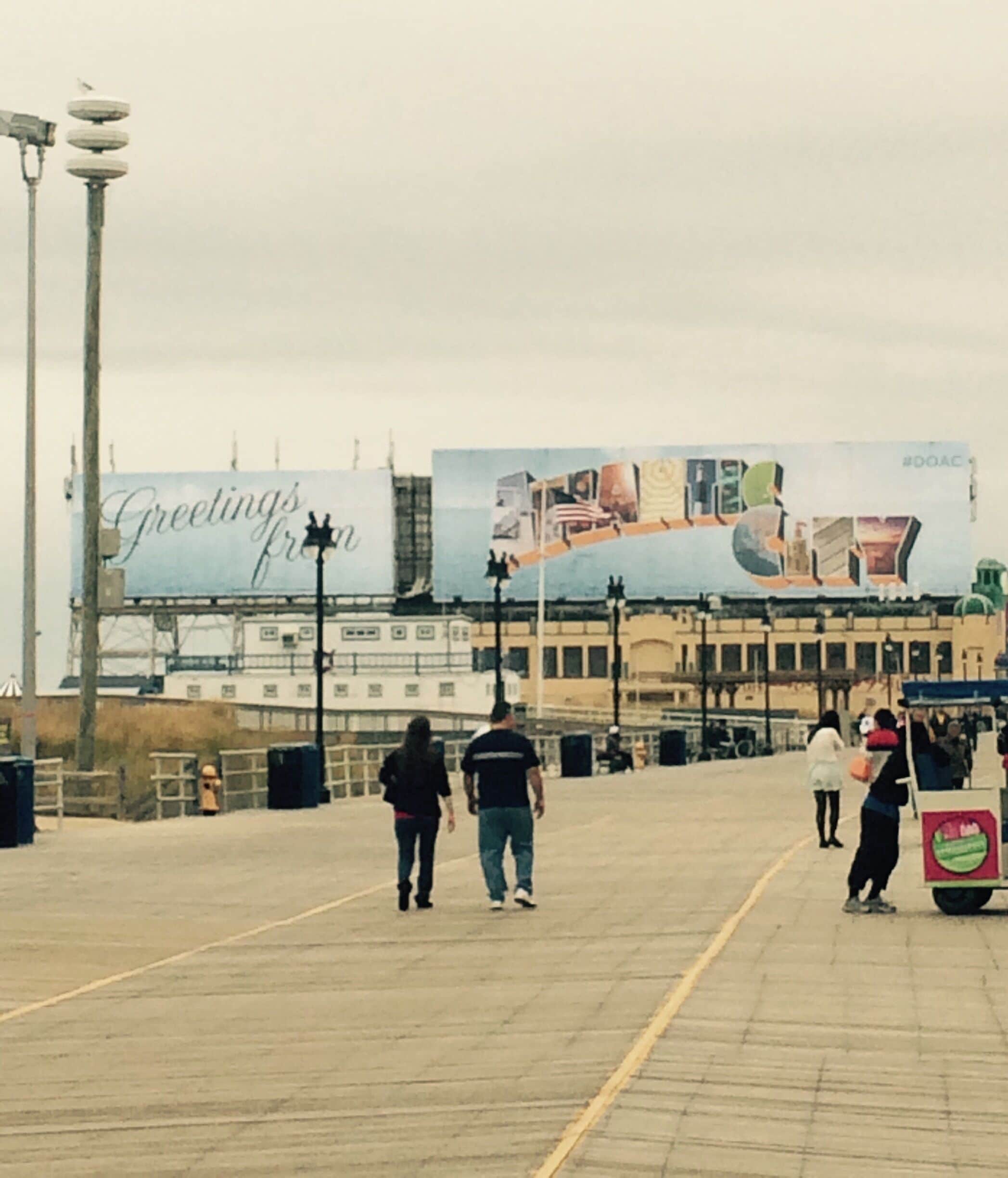 Right in front the surf shop, makin our way down the boardwalk.