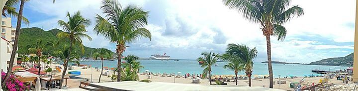 Our View from the Room overlooking Great Bay where the cruise ships dock in Philipsburg 