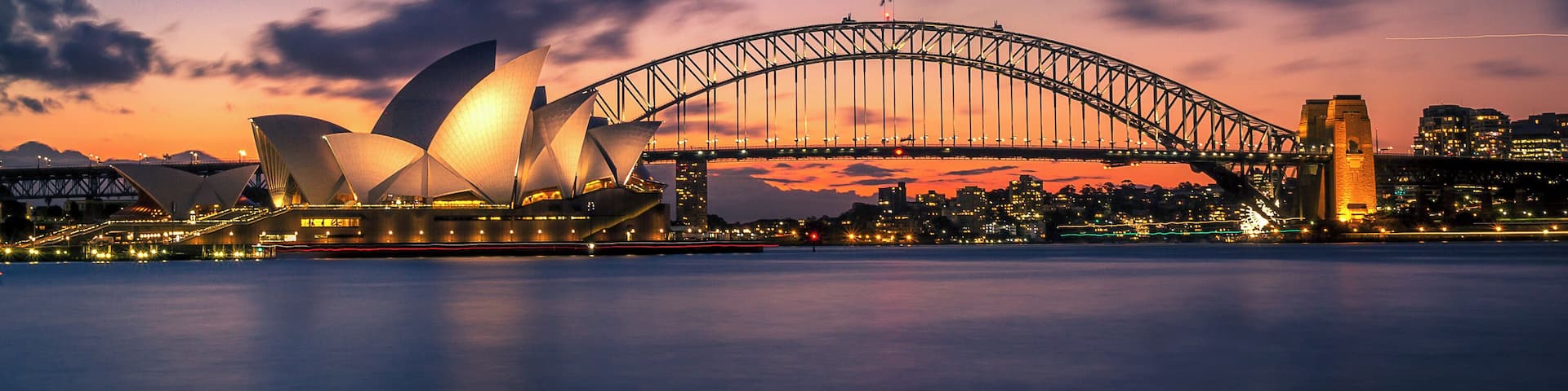 The Classic shot of the opera house and harbour bridge from Mrs Macquaries's Chair just after sunset. #architecture