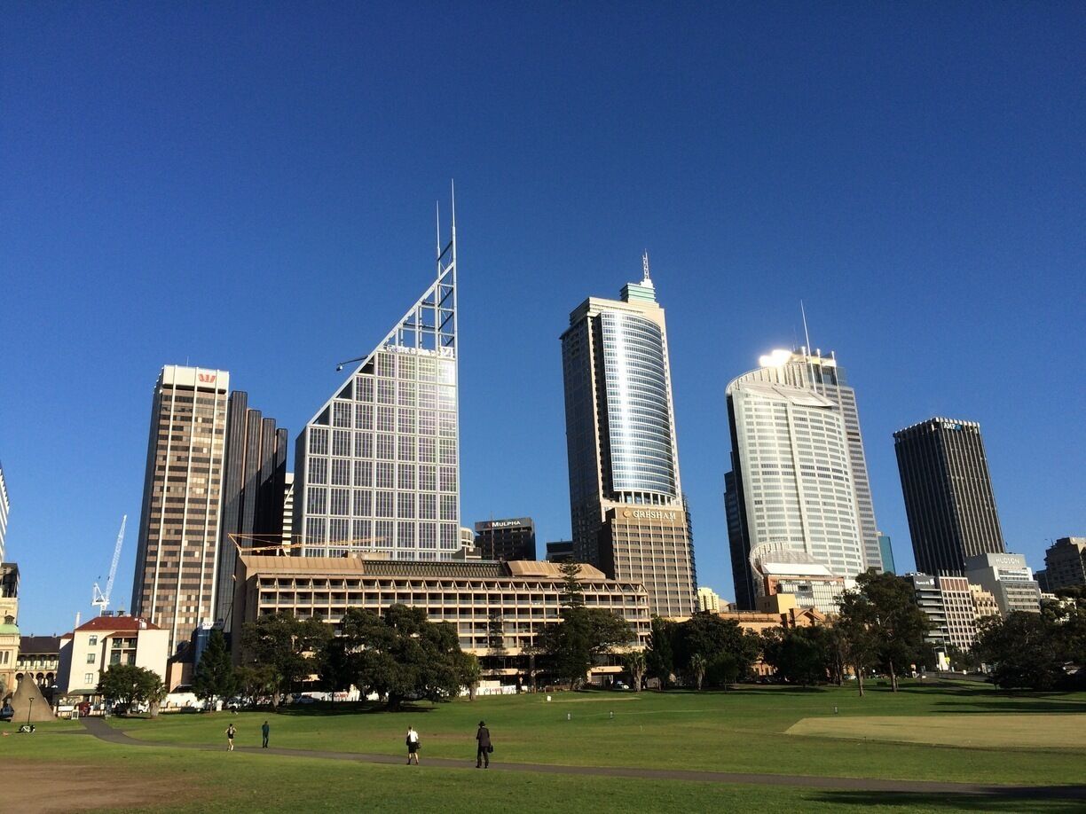 The Sydney city skyline viewed from The Domain in the early spring morning. The blue sky is simply glorious and the air is refreshingly crisp.

#Sydney
#Outdoors
#Parks
#skyline
