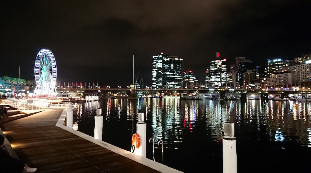 After a cold and wet evening . Darling Harbour looking great on a Friday night
