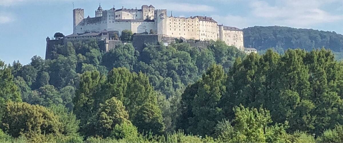 We spotted this driving to the Untersbergbahn/ cable car South of Salzburg. Great view of the Howensalzburg Fortress with trees below it.