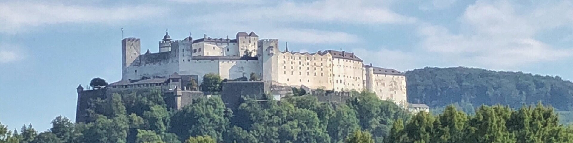 We spotted this driving to the Untersbergbahn/ cable car South of Salzburg. Great view of the Howensalzburg Fortress with trees below it.