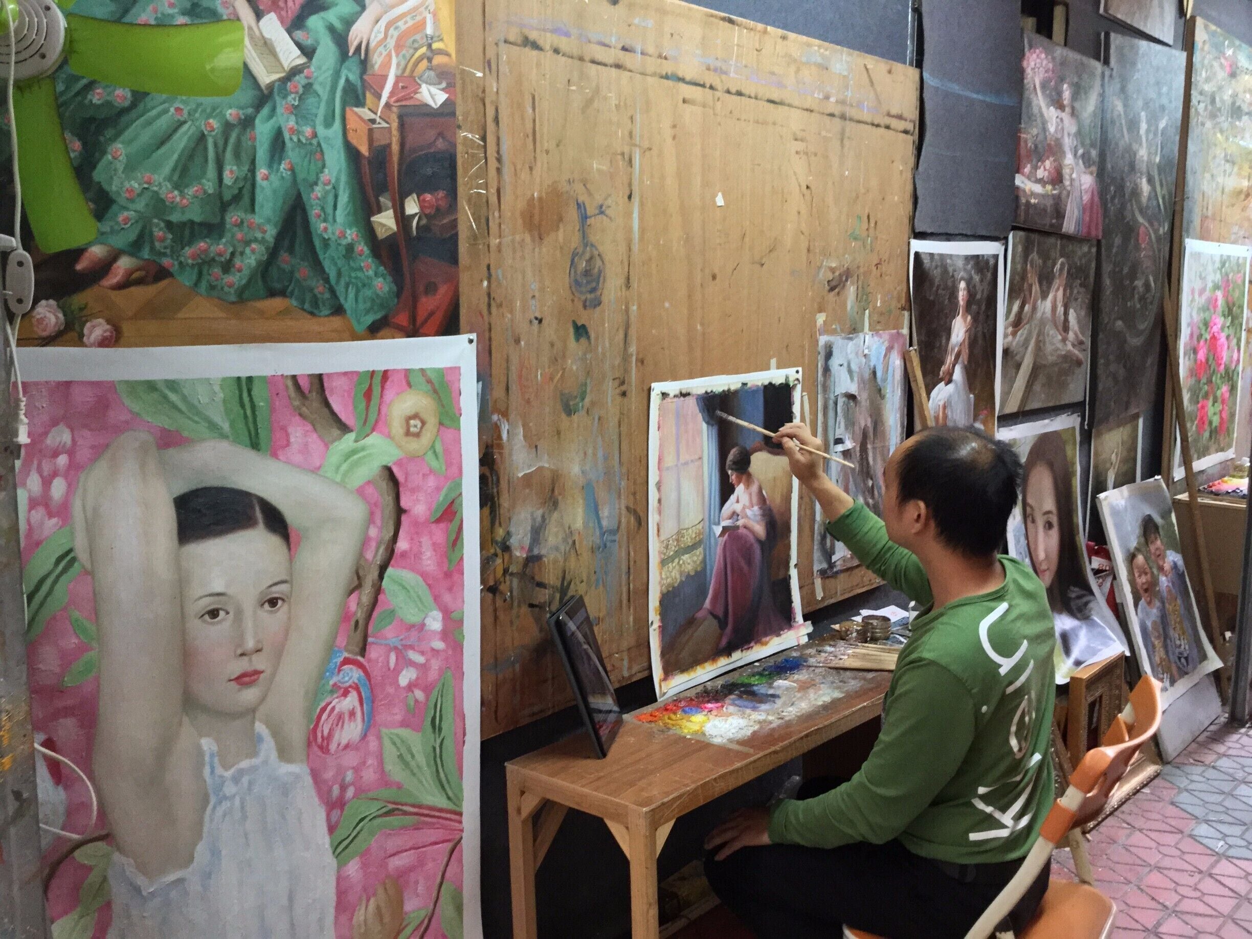 I enjoy painting and can copy almost anything. 

- Vinny Guadagnino

And from the mouth of a "famous American TV reality personality" to the Chinese artist painstakingly having to do just that, we have the world in a nutshell.  Both reality and art are copied, packaged and marketed in order for us to make enough money to "produce" offspring who can repeat the process.

And, what can you expect from a world where a reality tv capitalist hack is running for the President of the USA.?  This is a world where we grow up being fed the same old corporate mumbo jumbo day after day all the while hearing the monotone slogans of "follow your dreams"...

I'm going to download Mr. Robot and watch something that might cheer me up today.

https://en.wikipedia.org/wiki/Vinny_Guadagnino

http://www.usanetwork.com/mrrobot
