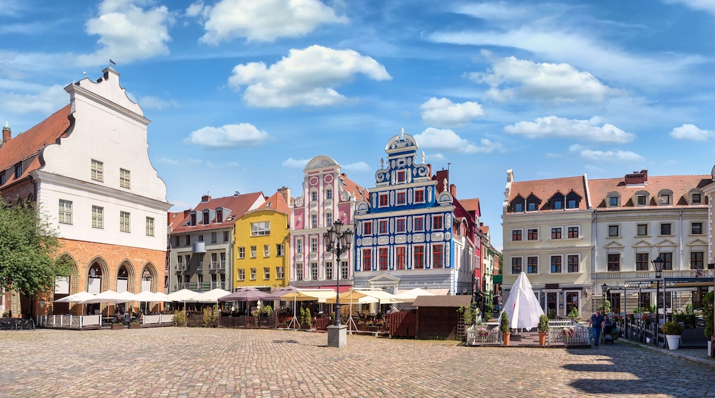 Reconstructed tenements at the hay market in old town Szczecin, Poland