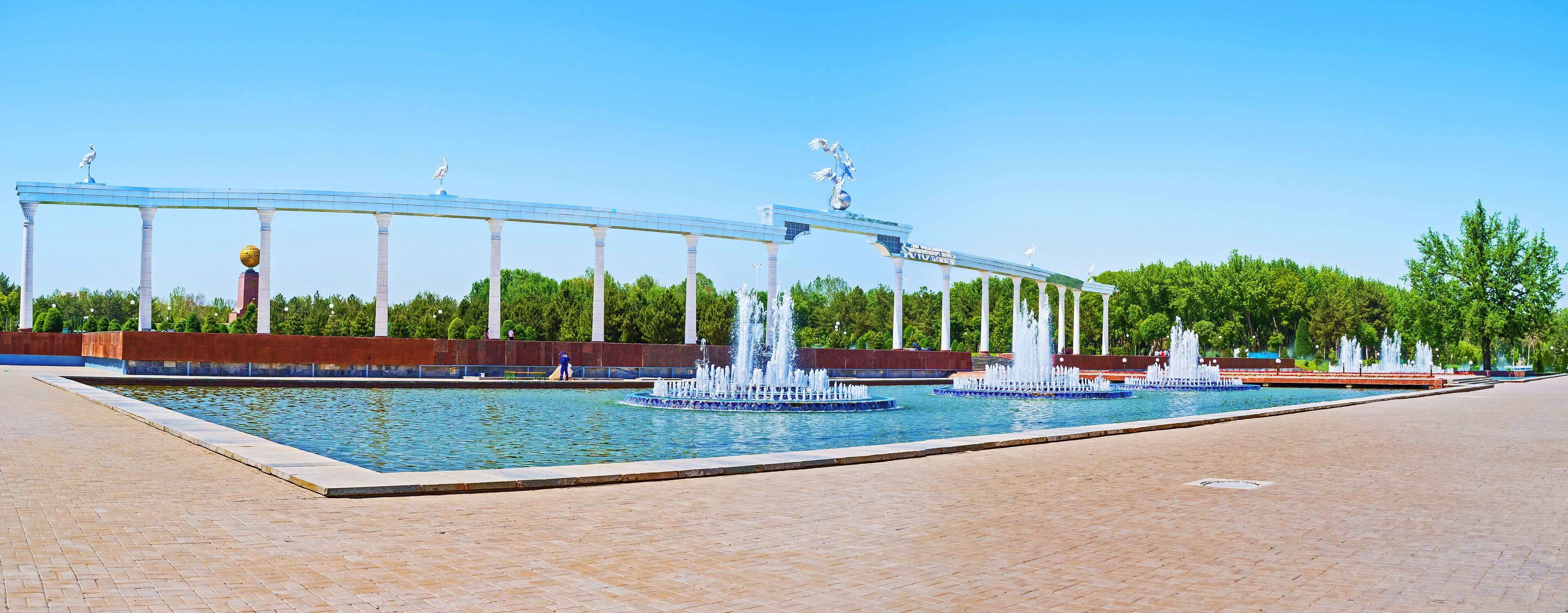 The architecture of Mustaqillik Square in Tashkent, Uzbekistan
