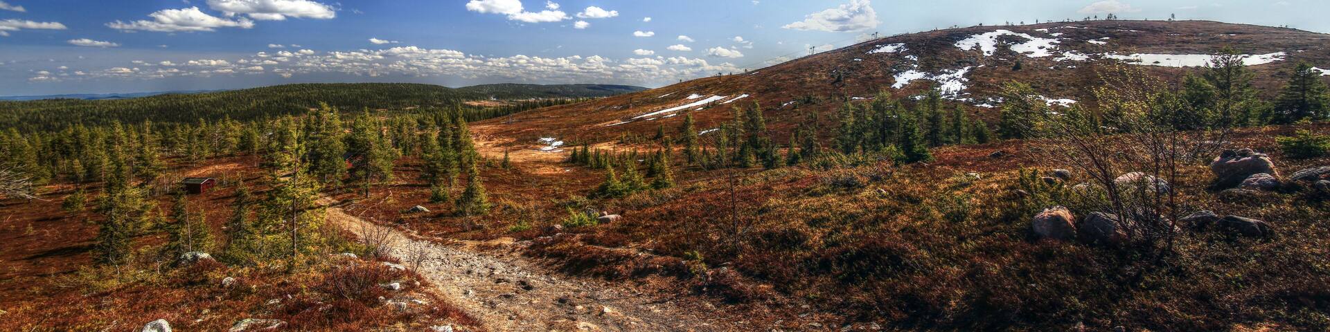Panorama of highlands in nature reserve near Arvidsjaur in northern Sweden