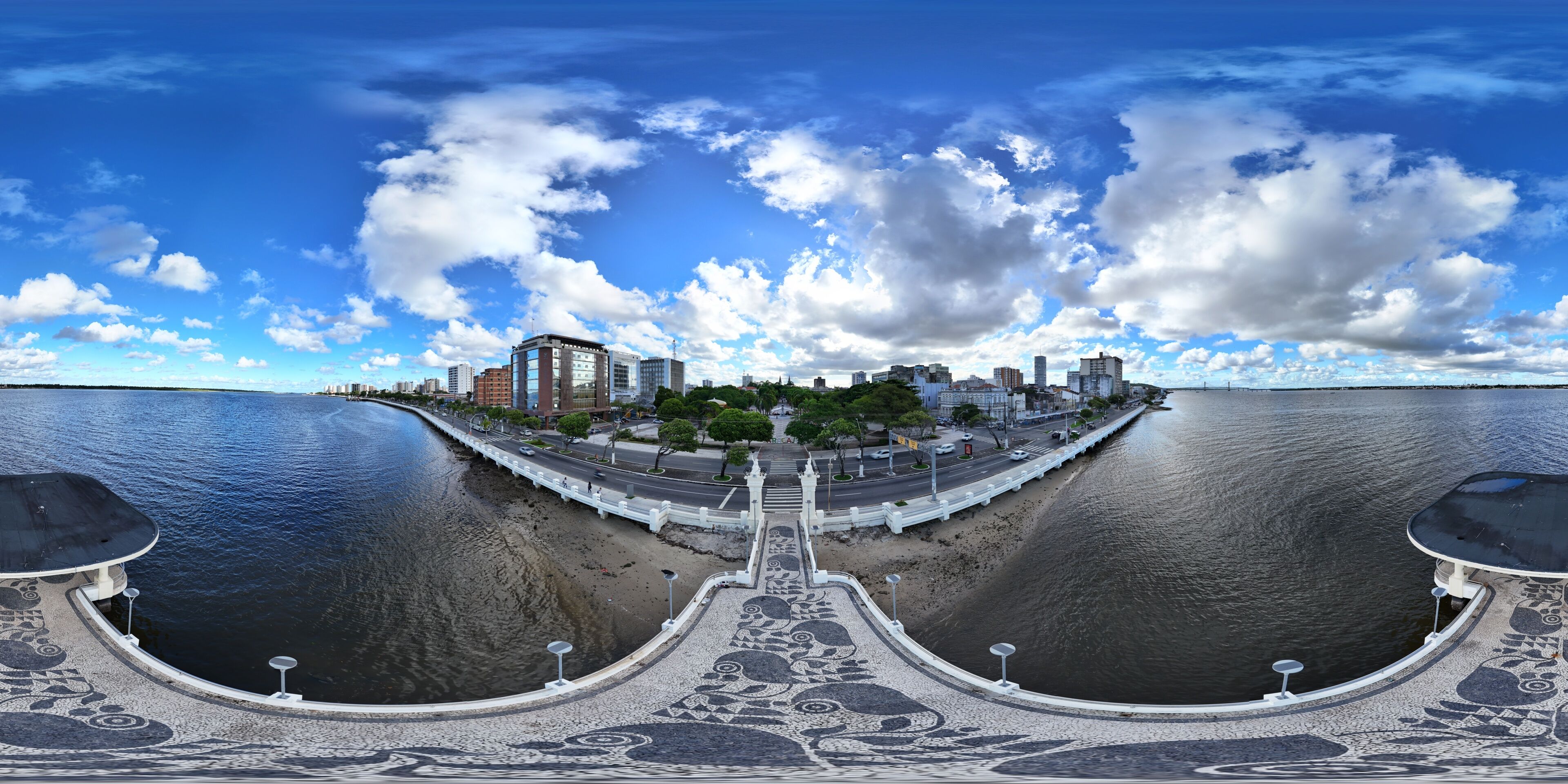 360 aerial photo taken with drone of Ponte do Imperador in Aracaju, Sergipe, Brazil