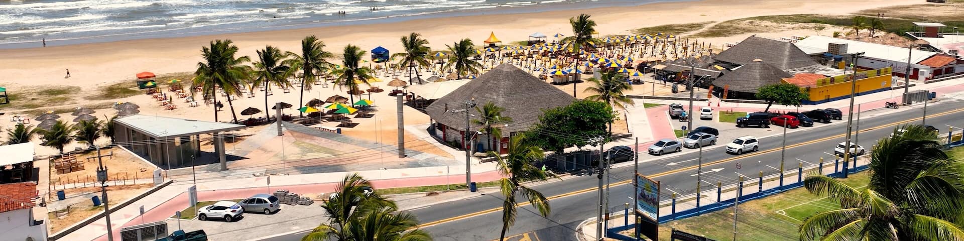 Aracaju Sergipe. Aracaju Brazil. Panning wide landscape Aruana Beach at Aracaju capital city of Sergipe at Brazil. Travel destination. Tropical scenery. Brazil Northeast. Beach scene.