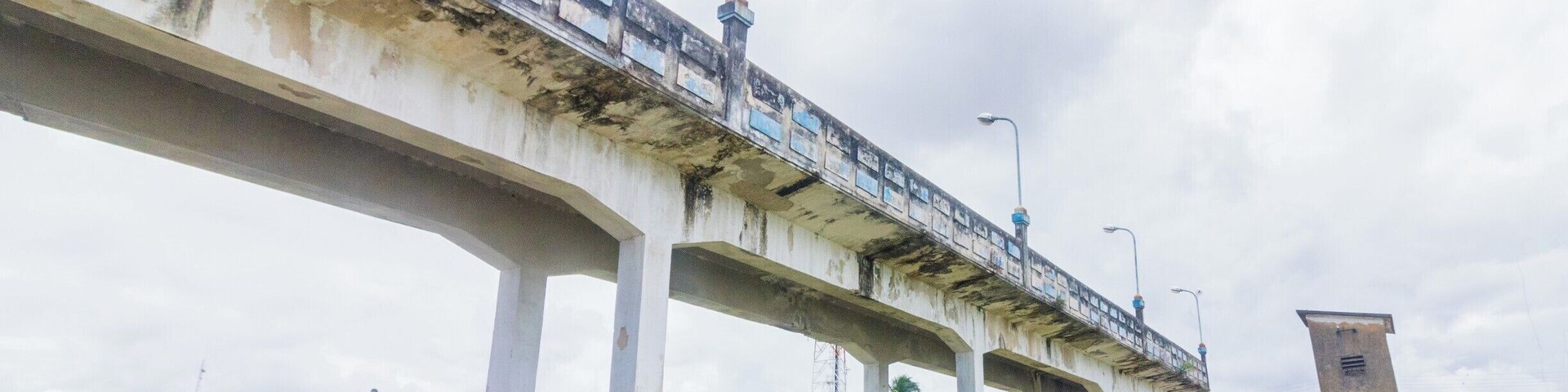 Pedestrian overpass at Estação Ferroviária de Aracaju, an abandoned railroad station. The pedestrian overpass is fully functional, connects two neighborhoods in Aracaju, and is a great place to photograph the railroad yard and station.