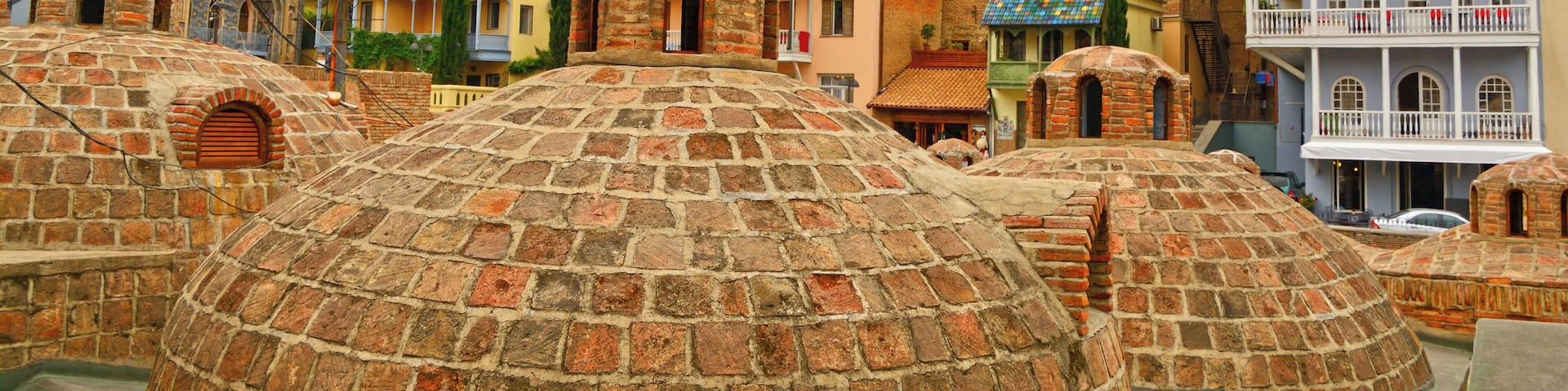 Tbilisi (Georgia) old town viewed from the sulphur baths.