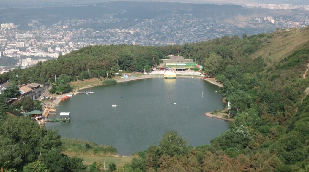 Looking down on Turtle Lake, which sits on a hillside over the city of Tbilisi, Georgia.
