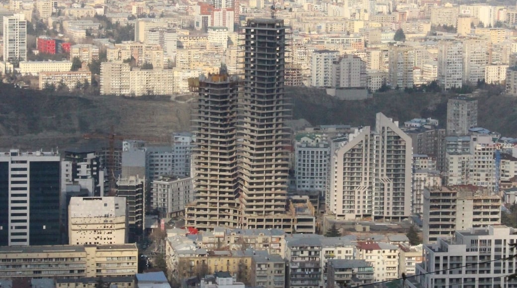 Looking out at an apartment complex under construction in the city of Tbilisi.
View from hillside located near Turtle Lake in the city.