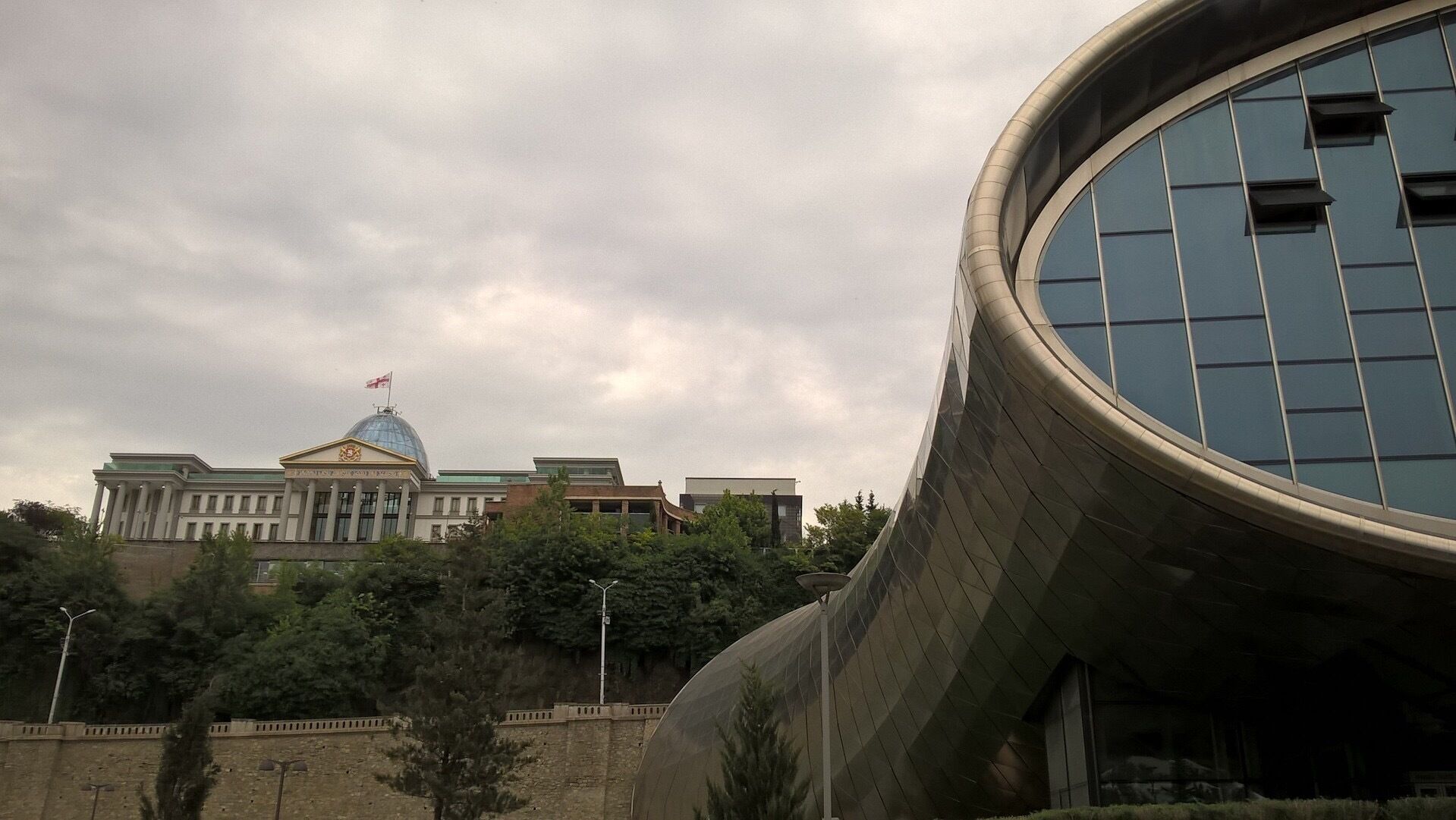 Looking up at the official residence of the President of the country of Georgia.

View from a place called Rike Park in the city. 